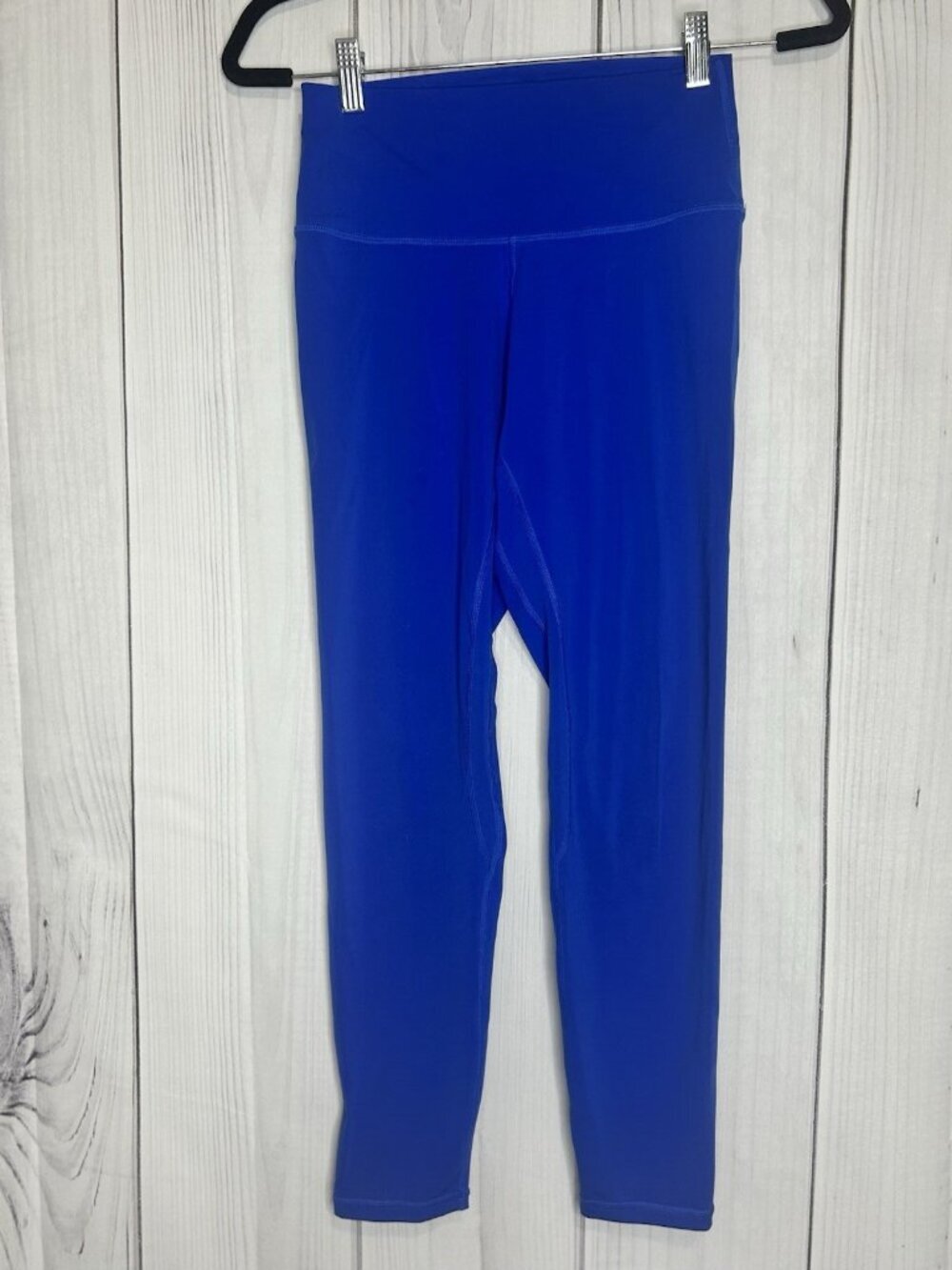 Yunoga High Waisted Soft Yoga Leggings Size M (24x25) Crop Wide Waistband Blue